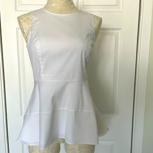 White House Black Market white peplum top SZ 0